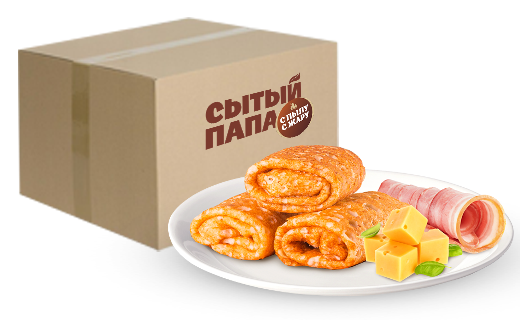 Crepes envelopes with chopped ham and cheese