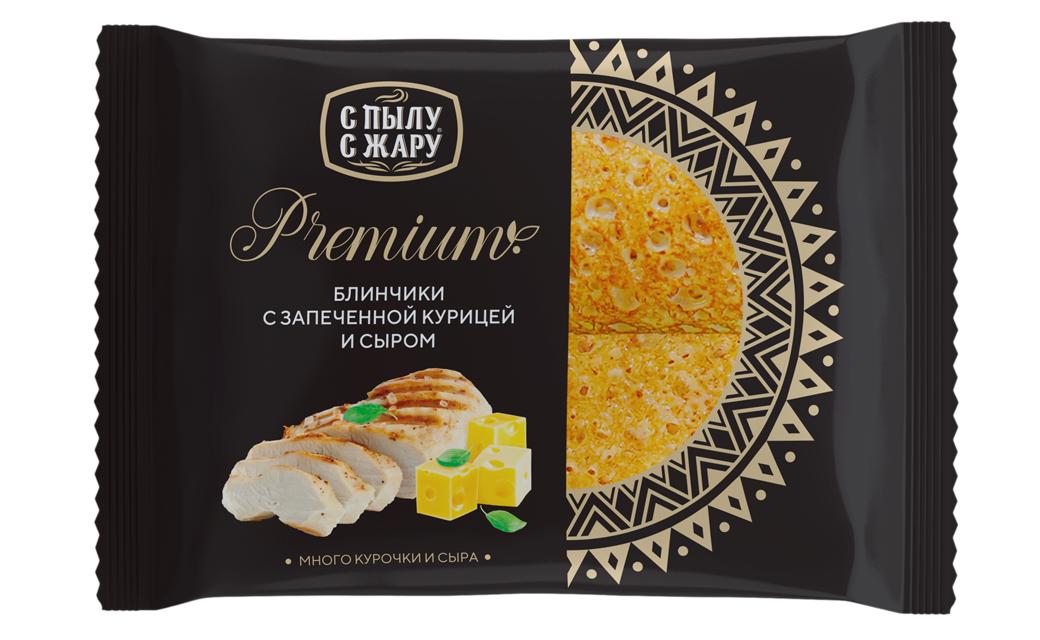 Crepes envelopes with baked chicken and PREMIUM cheese, 300 gr.