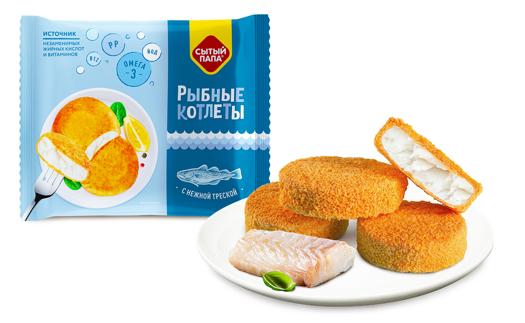 Breaded cod cutlets, 300 gr.