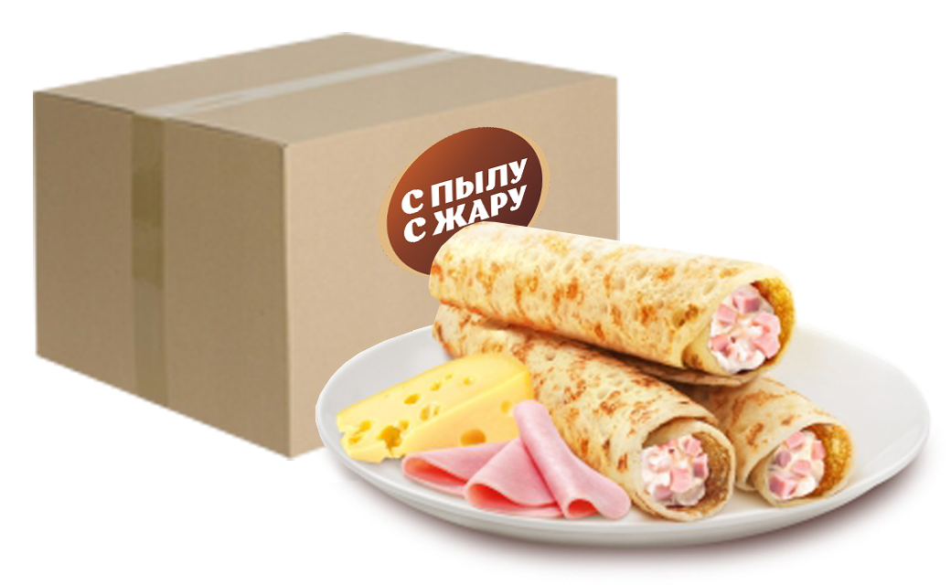Crepes rolls with ham and cheese