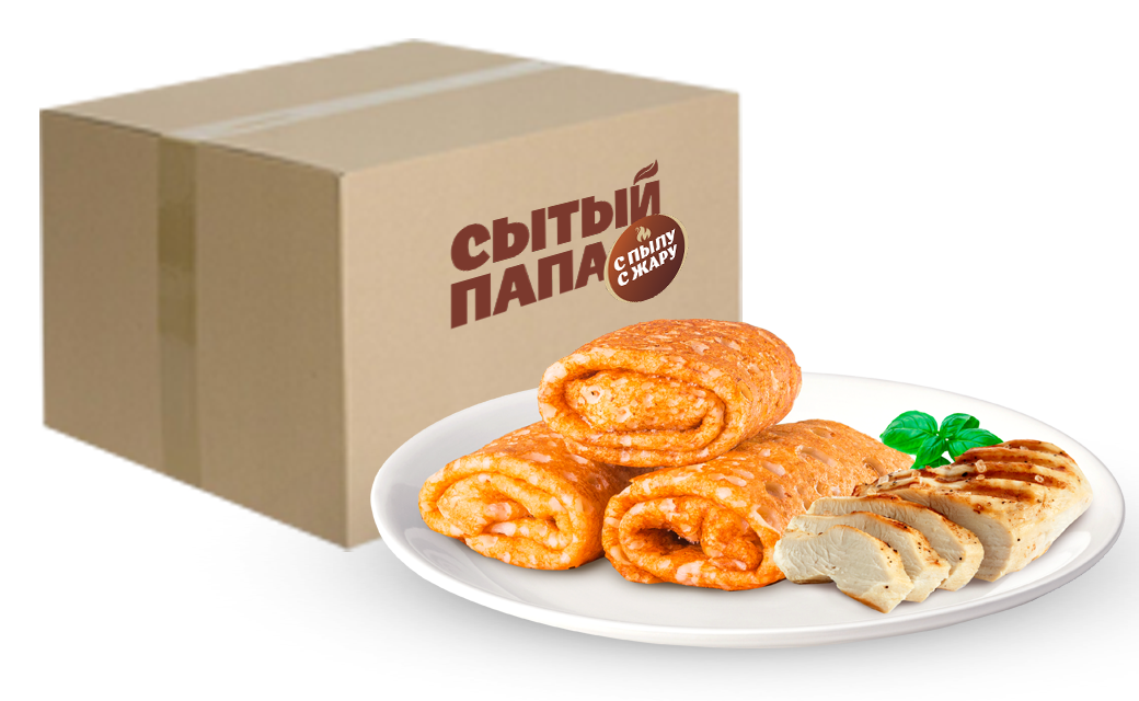 Crepes envelopes with fried chicken