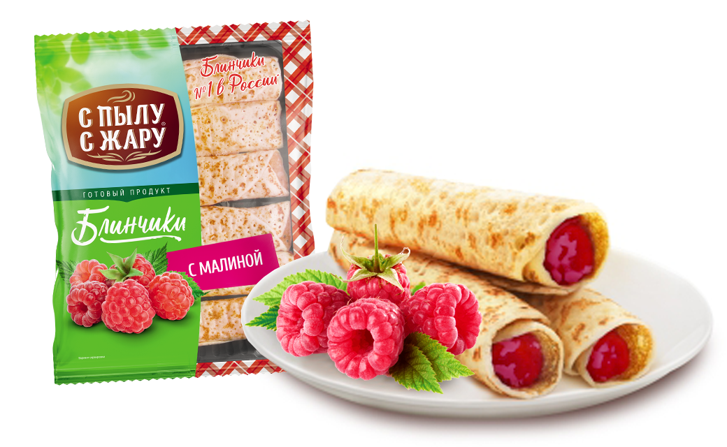 Crepes rolls with raspberries