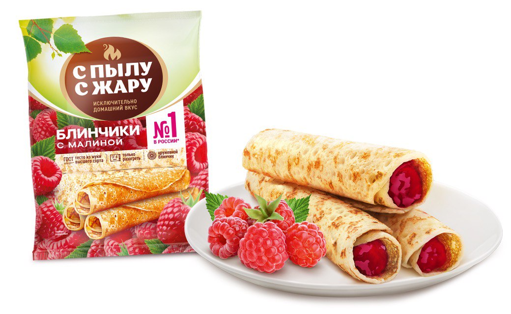 Pancake tubes with raspberries, 300 gr.