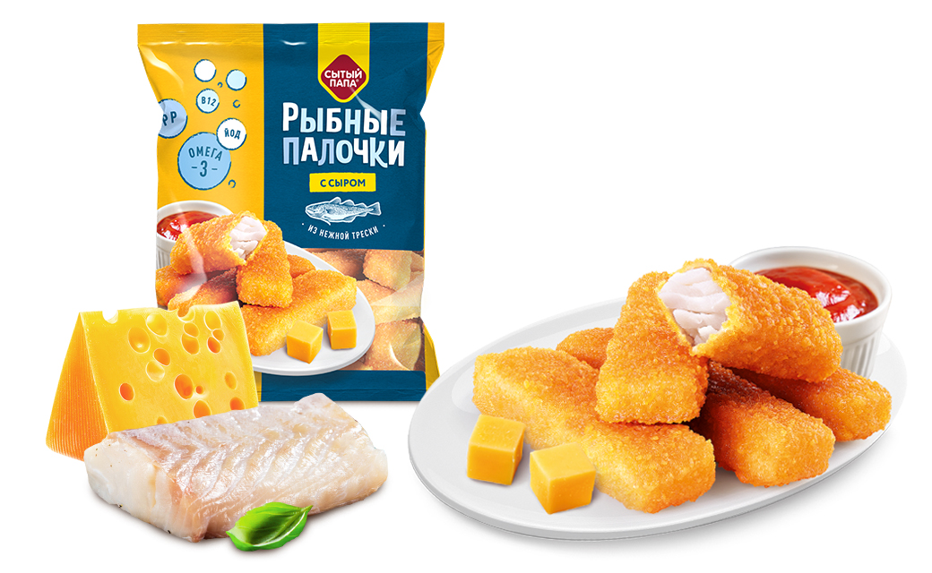 Cod sticks with cheese, 375 gr. Cod sticks with cheese, 375 gr.