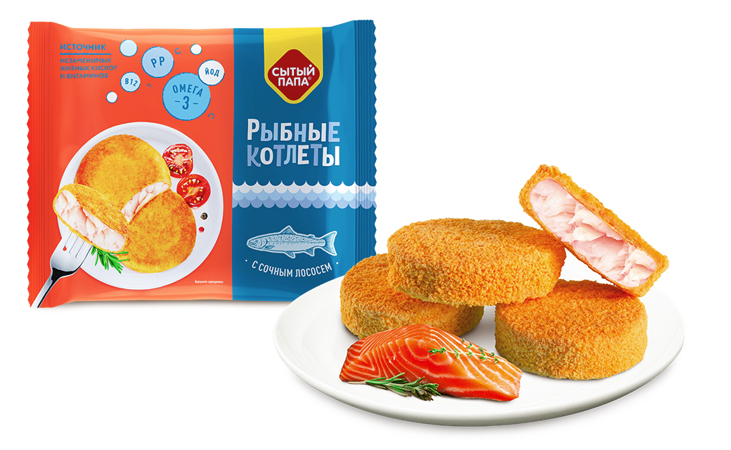 Breaded salmon cutlets, 300 gr.